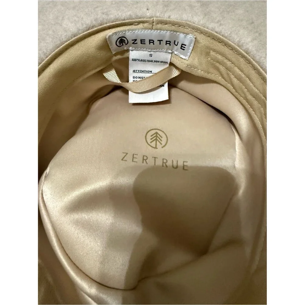 Zertrue Wool Fedora Hat Light Gray Wide Brim Structured Womens Size Small